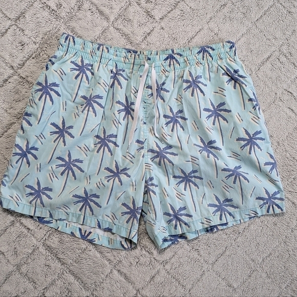Chubbies Swim Trunks Men's XL Blue Light Palm Trees All Over Print Tropical 5” - Picture 1 of 8